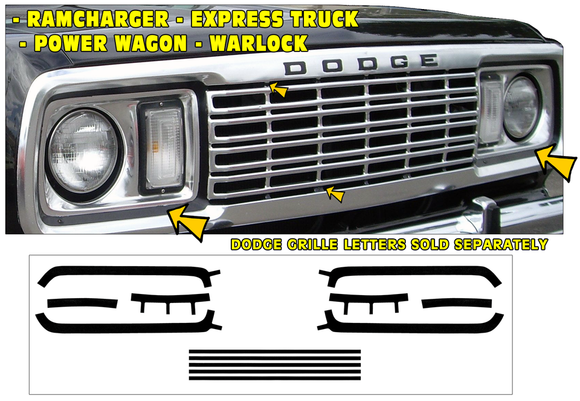 1977-78 Dodge Truck Grille Headlight Insert Decals