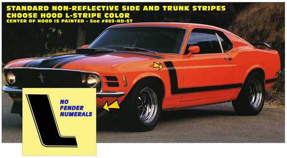 1970 Mustang Boss 302 Custom NON-REFLECTIVE Stripe Decal Kit - NO NAME