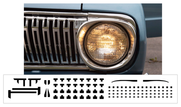 1962 Ford Falcon Grille / Headlight Decal Insert Kit