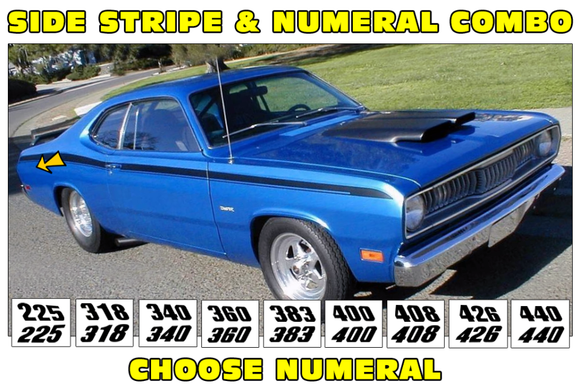 1971-72 Plymouth Duster 340 Side Stripe Decal Kit - COMBO