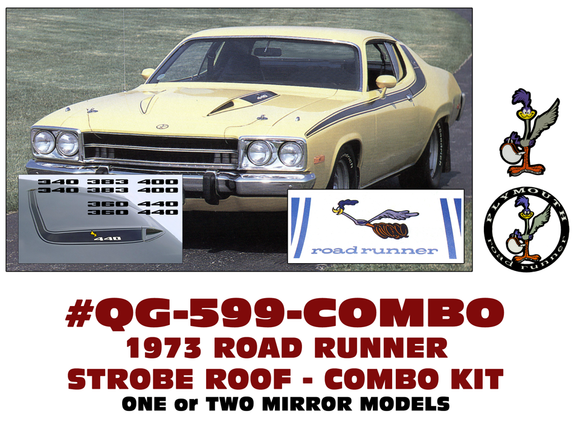 1973 Plymouth Road Runner Complete Stripe Decal Kit - 1 Mirror or Two Mirrors - COMBO KITS
