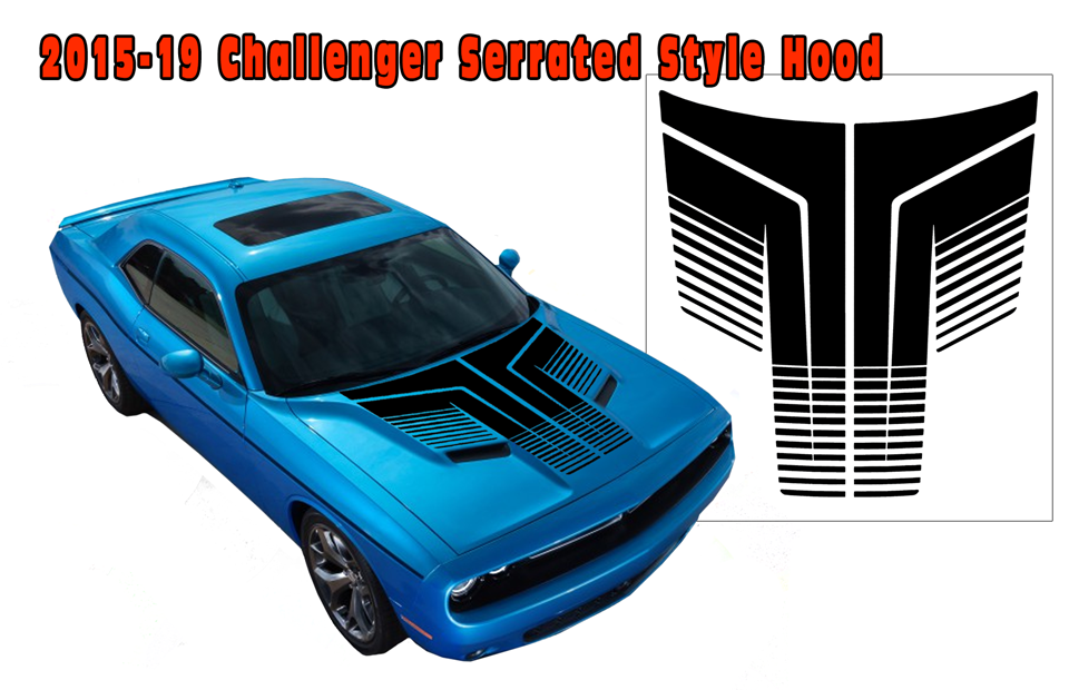 2015-19 Dodge Challenger Hood Blackout Decal - Serrated Style | Graphic ... 2015-19 Dodge Challenger Hood Blackout Decal - Serrated Style | Graphic ...