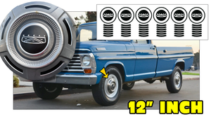 1967-72 Ford F-250 3/4 Ton Truck Dog Dish 12" Hub Cap Decal Inserts
