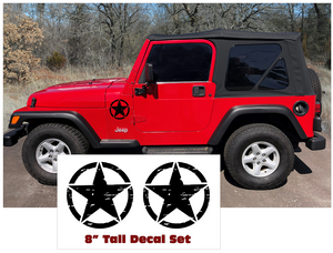 Jeep Distressed Military Star Decal Set - 8"