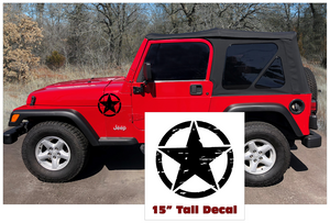 Jeep Distressed Military Star Decal - 15"