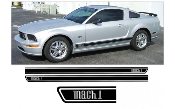 Mustang Mach 1 Lower Rocker Stripes Decal - Mach 1 Name