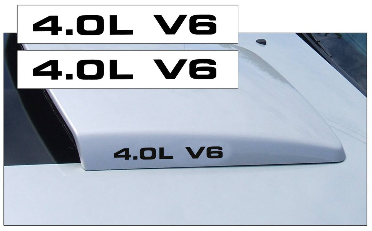 200509 Mustang Hood Scoop Decal Set 4.0L V6 Name Graphic Express