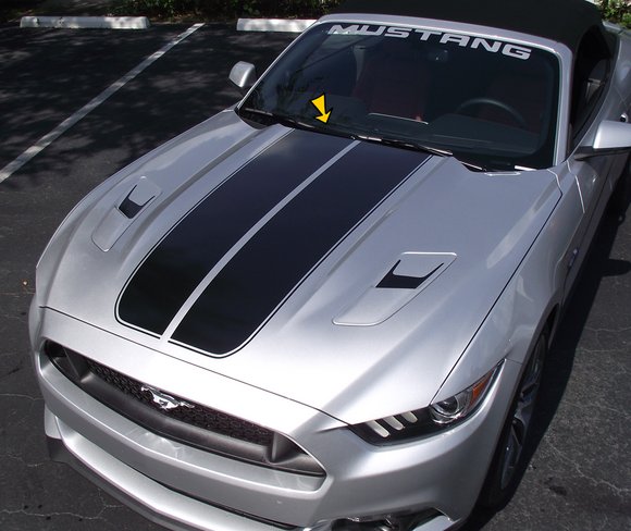 2015-17 Mustang - Dual Hood Stripes w/ Pinstripes Decal