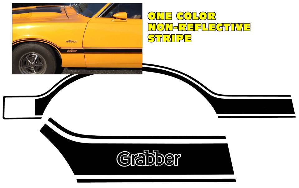 1971 Ford Maverick Grabber Side Stripe Decal Kit - One Color | Graphic