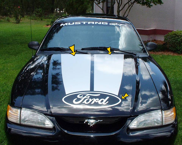 1994-98 Mustang Dual Hood Stripe Decal Kit with Ford Logo