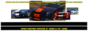 Dual Lemans Racing Stripes Decal - 6" Wide X 75" Long (FOUR SECTIONS)