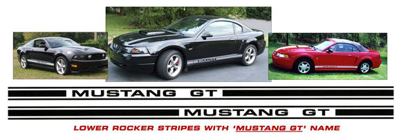 Mustang Lower Rocker Stripes Decal - Mustang GT Name