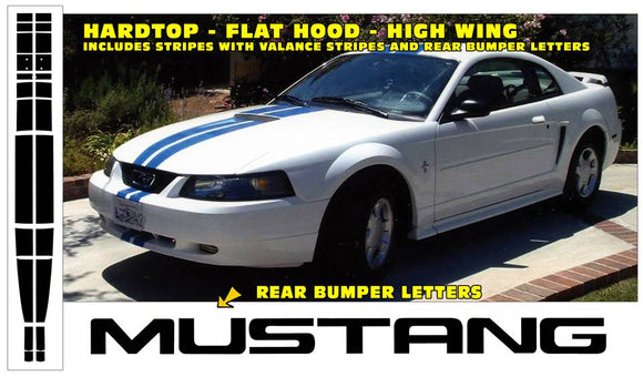 1999-03 Mustang Lemans Racing Stripes Decal - V6 - Hardtop - Flat Hood - Air Dam