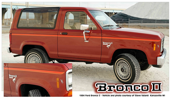 1984 - 88 Bronco II Upper Body Stripe Decal Kit