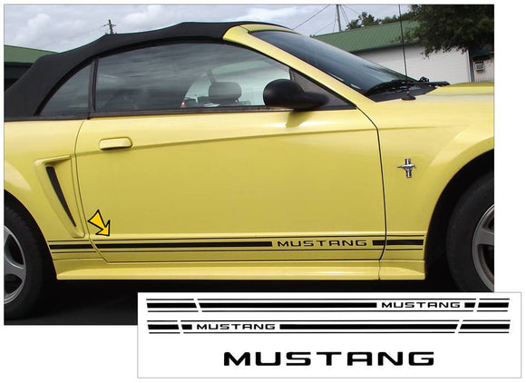 1997-04 Mustang Lower Rocker Stripes Decal - Mustang Name - 2.5