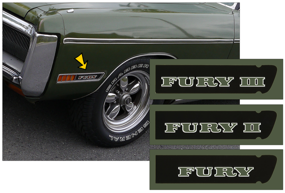 1972 Plymouth Sport Fury Marker Decal Kit - FURY III