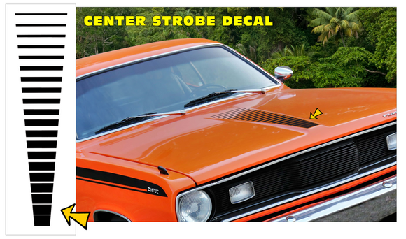 1971-72 Plymouth Duster Center Hood Strobe Decal