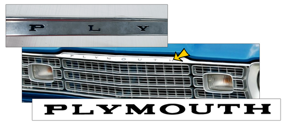 1973-74 PLYMOUTH Grille Insert Letter Decal- Duster - Valiant - Scamp