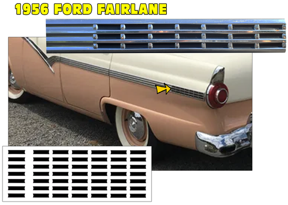 1956 Ford Fairlane rear Quarter Molding Insert Decals
