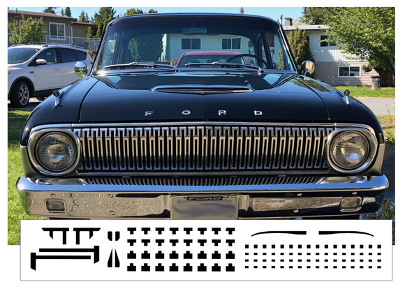 1962 Ford Falcon Grille / Headlight Decal Insert Kit