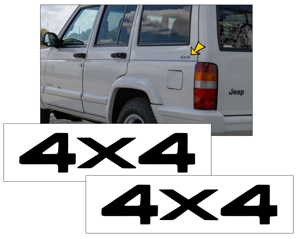 Decal For Panel 1997-99 Jeep Cherokee XJ 4x4 Quarter Panel Decal Set - SOLID