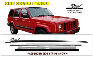 1991-93 Jeep Cherokee XJ Sport Side Stripe Decal Kit - 4 Door Model - ONE Color