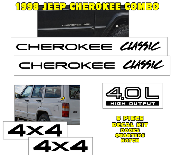 1998 Jeep Cherokee 3 Piece Decal Kit - COMBO