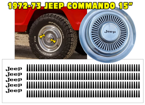 1972-1973 Jeep Commando 15" Hub Cap Letter Decal Insert Kit (C104) RARE