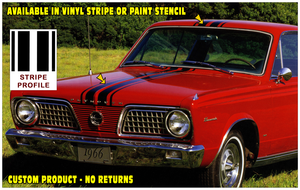 1966 Plymouth Barracuda Over Roof Stripe Decal Kit