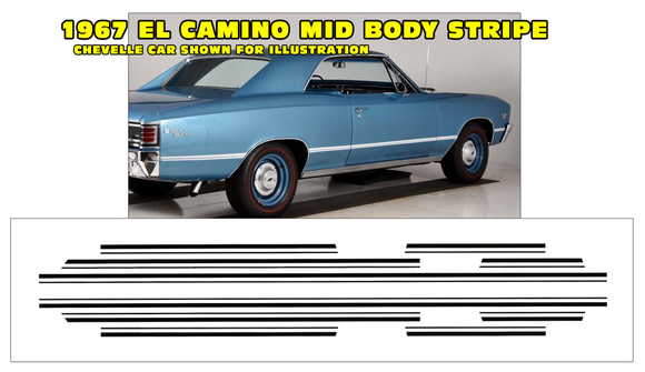 1967  El Camino Mid Body Stripe Decal Kit
