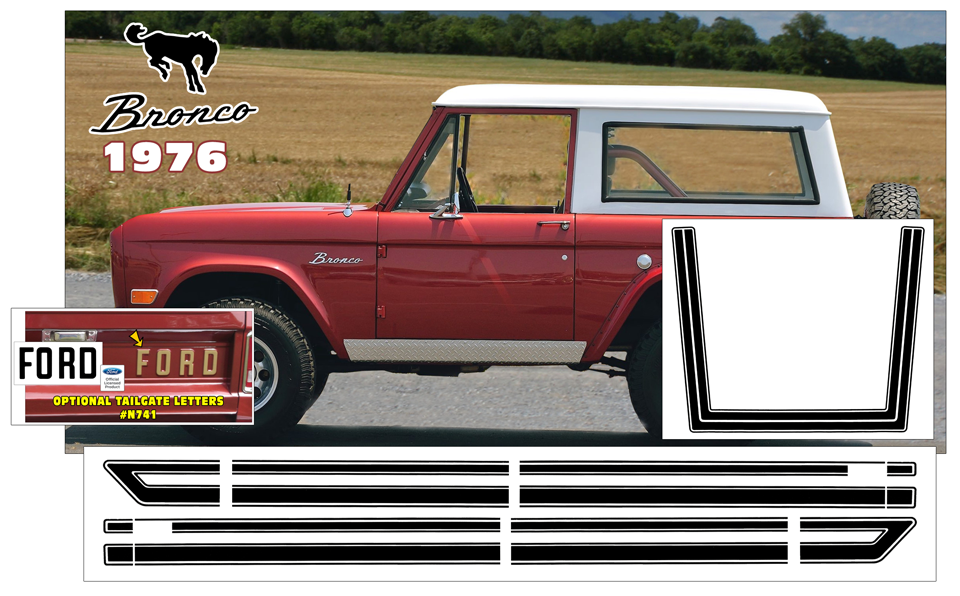 1976 Ford Bronco Explorer Stripe Decal Kit - N775