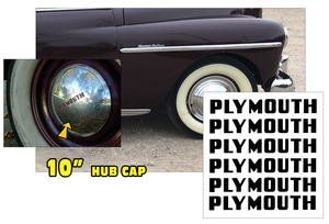 1949-50 Plymouth 10" Hub Cap Name Inserts - PLYMOUTH NAME