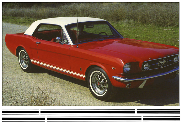 1965-66  Mustang GT Lower Rocker Stripe Decal - No Cutout