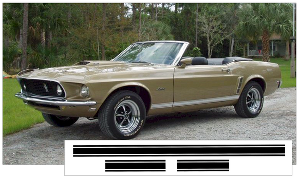 1969 Mustang GT Lower Rocker Stripe Decal Kit - Standard