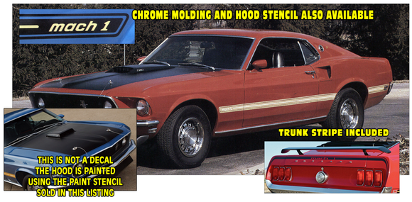 thumbnail image 2 of 1973 Mustang Mach 1 Stripe Kit & NASA Hood Paint Stencil – 3M Vinyl Graphic Express 2 of 5