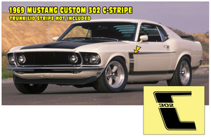 1969 Mustang Custom 302 Side C-Stripe Decal Kit