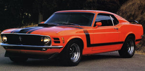 1970 Boss 302 Mustang Complete Stripe Decal Kit - BLACK REFLECTIVE