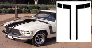 1970 Boss 302 Mustang Hood L and Top Fender Stripe Decal Kit