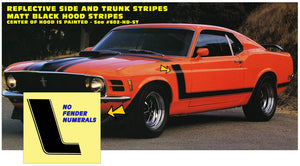 1970 Mustang Boss 302 Custom REFLECTIVE Stripe Decal Kit - NO NAME