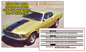 1970 Mustang Mach 1 Dearborn Hood Paint Stencil - Choose 4 Styles