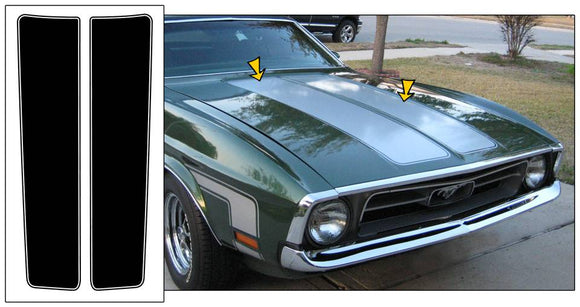1972 Mustang Sprint Dual Hood Stripe Decal Kit - One Color Stripe
