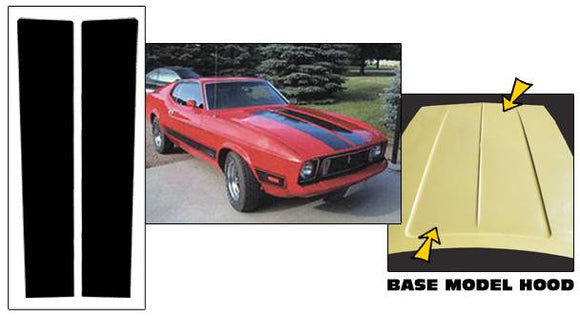 1971-73 Mustang Base Coupe / Fastback / Convertible - Dual Hood Stripe Decal Kit