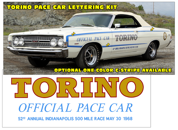 1968 Ford Torino Pace Car Lettering Decal Kit