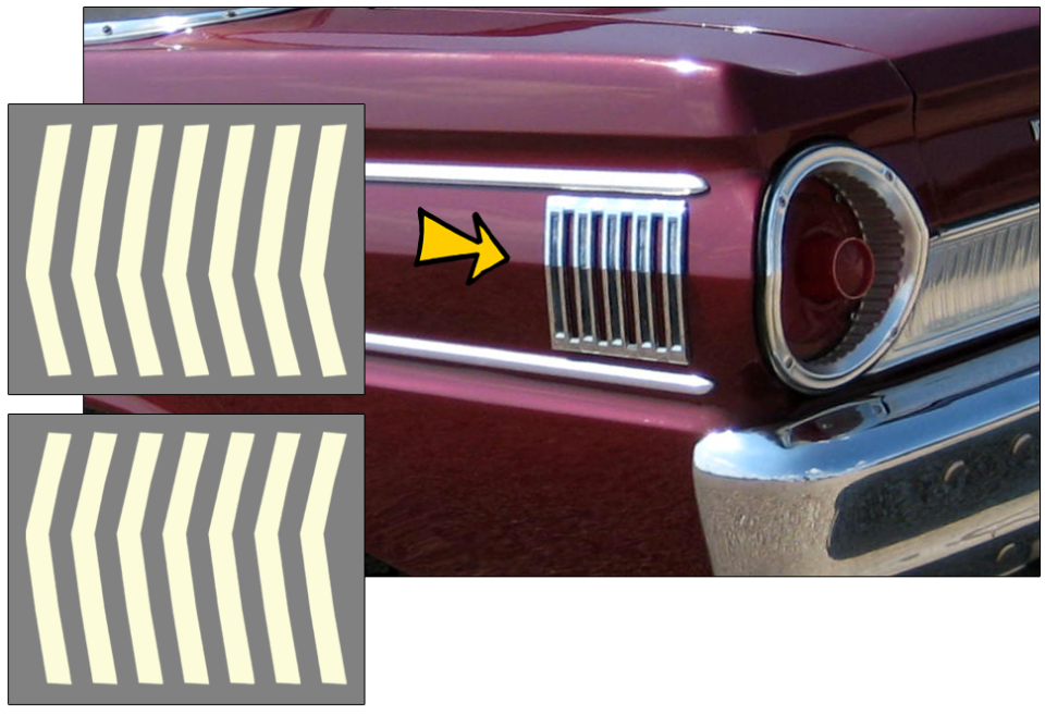 1964-65 Ford Falcon Ranchero Rear Hash Mark Decals Cheveron