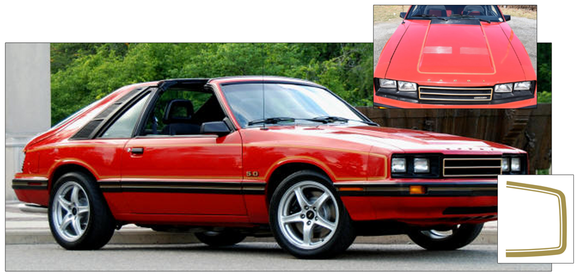 1983 Mercury Capri Crimson Cat Side and Hood Stripe Decal Kit