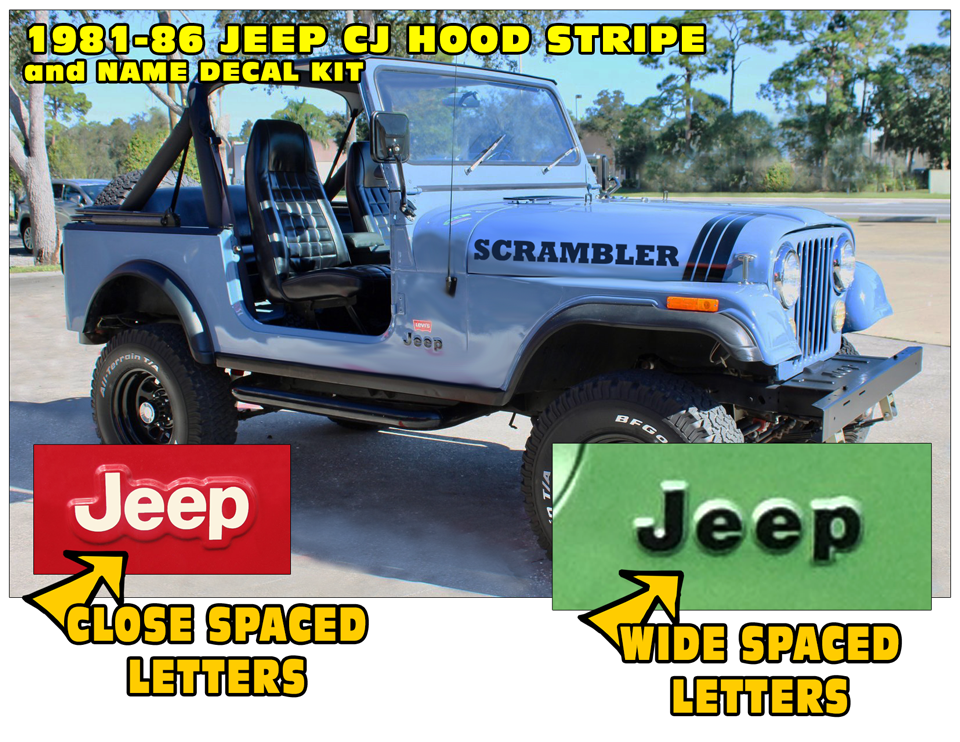 1981 86 Jeep Cj Scrambler Hood Stripe And Decal Kit Graphic Express