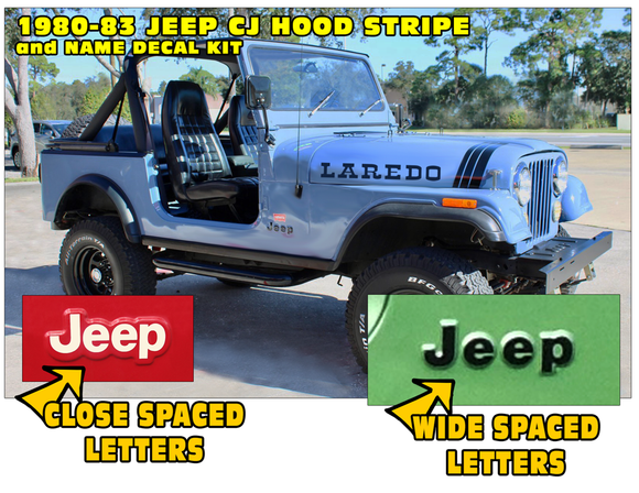 1980-83 Jeep CJ - LAREDO Hood Stripe & Decal Kit