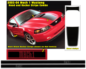 2003-04 Mustang Mach 1 - Hood and Rocker Stripe Decal - Combo