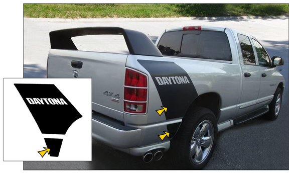 2005 Dodge Ram 1500 Daytona Truck Side Bed Decal Set with Lower Extensions
