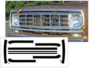 1974-76 Dodge Truck Grille Insert Decals around Headlights